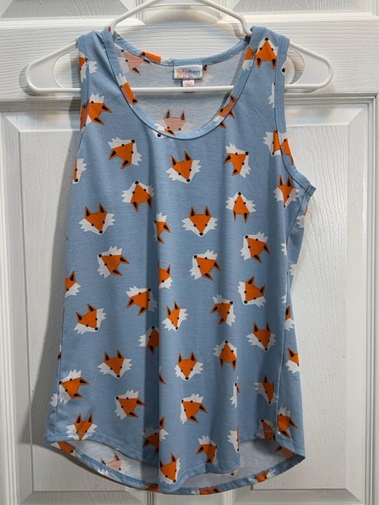 LuLaRoe Tops - LuLaRoe Blue Tank Top with Orange Fox Print